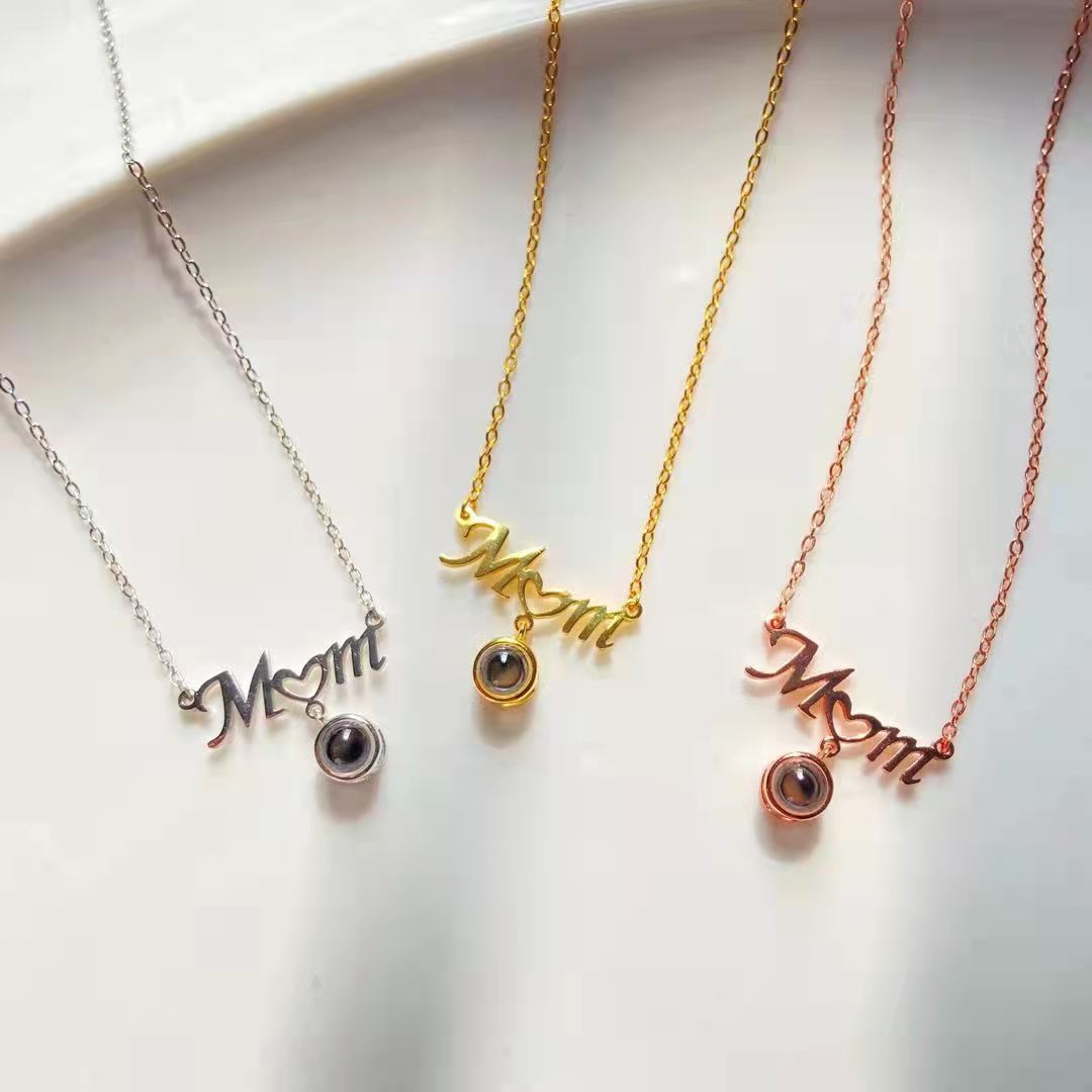 S925 Silver 100 Languages I Love You Projection Necklace Girl