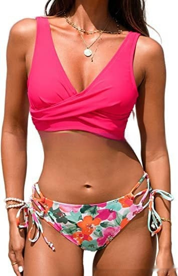 Sexy Halter Bikini Women's Split Lace-up Swimsuit
