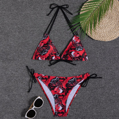 New Bikini Women's Swimsuit Printed Halter Series