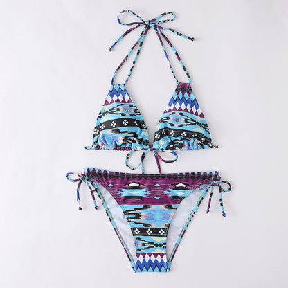 New Bikini Women's Swimsuit Printed Halter Series