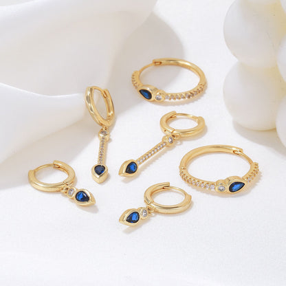 Stylish Blue Zircon Heart-shaped Earrings Exude A Touch Of Understated Luxury