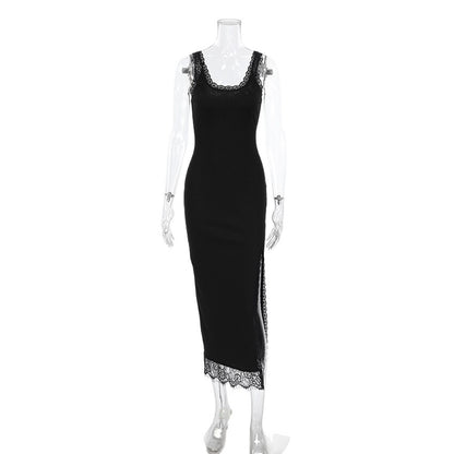 Black Sexy Elegant Lace Patchwork Dress For Women