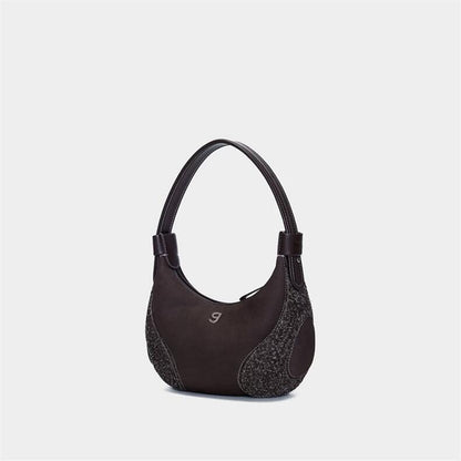 Womens Baseball Underarm Bag Crescent-Shaped Crossbody Bag