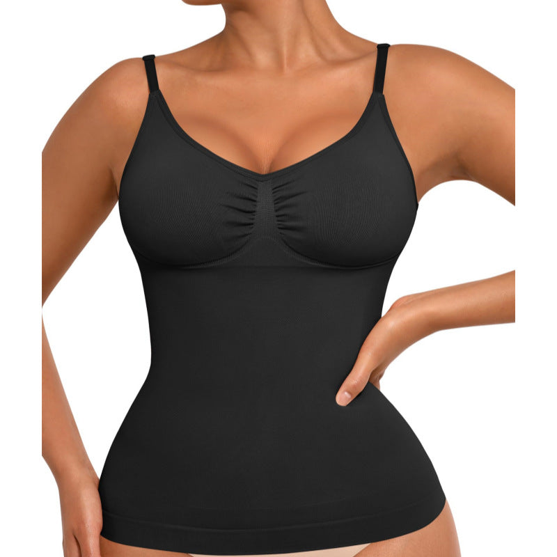 Women's Body Shaping Belly Contraction Top Slim Seamless High Elastic Camisole Peplum Top