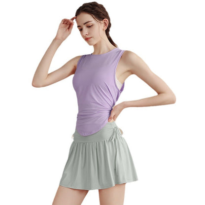Summer Loose Yoga Vest Women's Sweat-absorbent Breathable Sleeveless Sports Blouse Suit