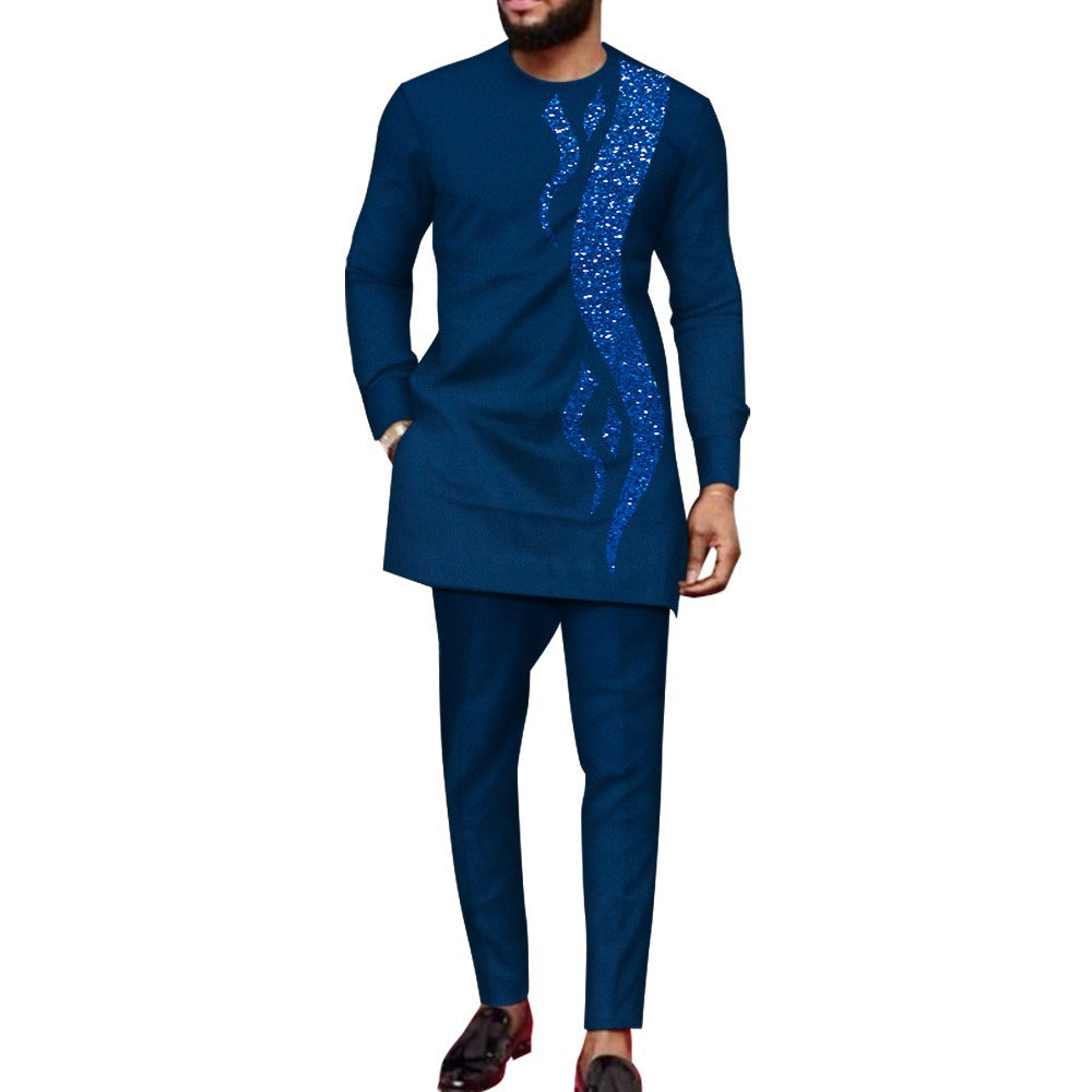 Men's Fashionable Sequins Stitching Business Suit