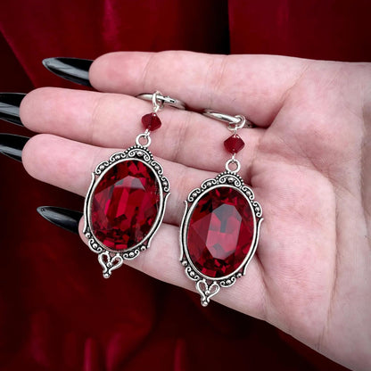 Gothic Black And Red Crystal Victorian Gothic Earrings