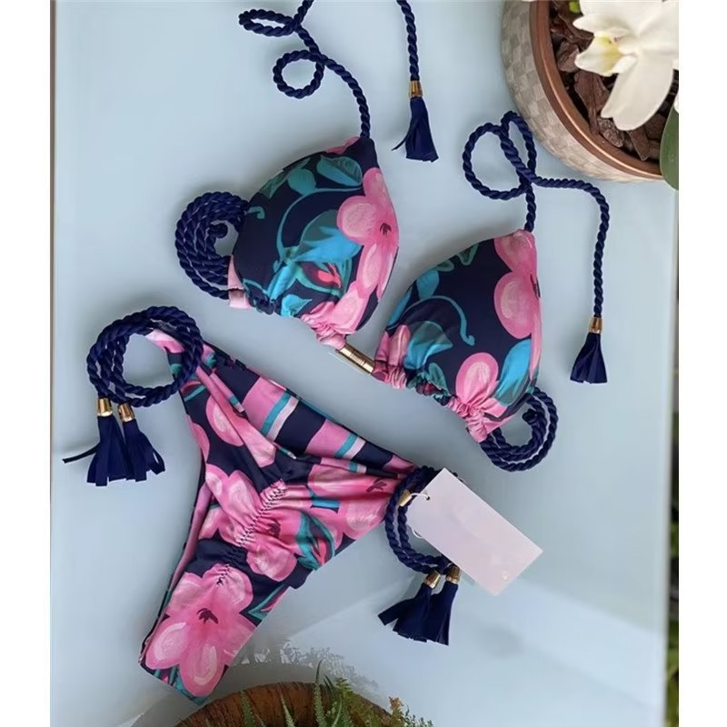 Women's Seaside Hand-knitted Rope Pure Color Bikini