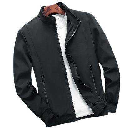 New Men's Jacket Stand Collar Solid Color Plus Size Coat