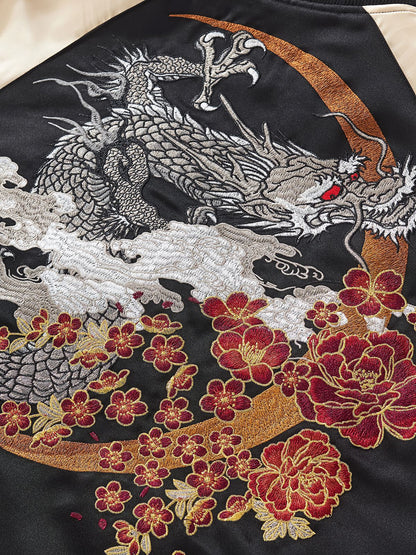 Heavy Duty Embroidered Flying Dragon Mens Jacket Baseball Uniform