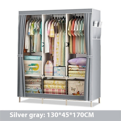 Simple Wardrobe Fabric Steel Pipe Reinforced Wardrobe