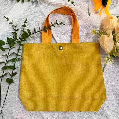 Rough-yarn Minimalist-style Tote With Double-sided Prints A Versatile High-capacity Womens Canvas Bag