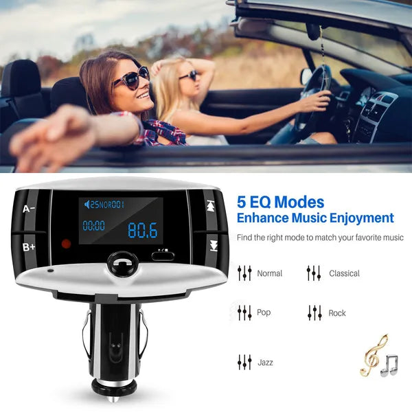 Car Wireless FM Transmitter USB Charger Hands-free Call MP3 Player SD Card Reading Aux-in LED Display