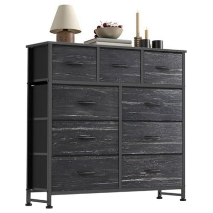 Tall Dresser Fabric Storage Tower ,Wooden Top For Kid Room, Closet, Entryway, Nursery