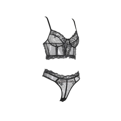 Women's Stitching Lace See-through Underwear Set