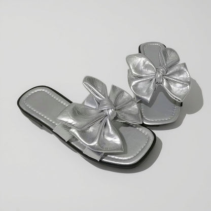 2026 New Fashion Bow Slip-On Slide Sandals, Versatile Open To Outdoor Women Shoes