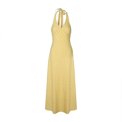 French Style V Neck Halter Dress For Women