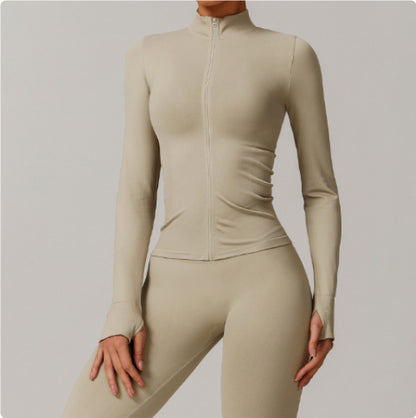 Stand Collar Zipper Yoga Clothes Warm Top Sports Running Jacket