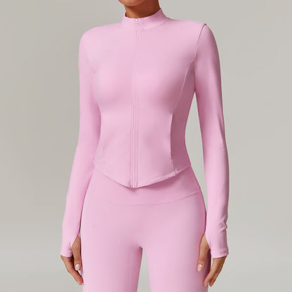 Stand Collar Yoga Clothes Fleece Padded Coat Women