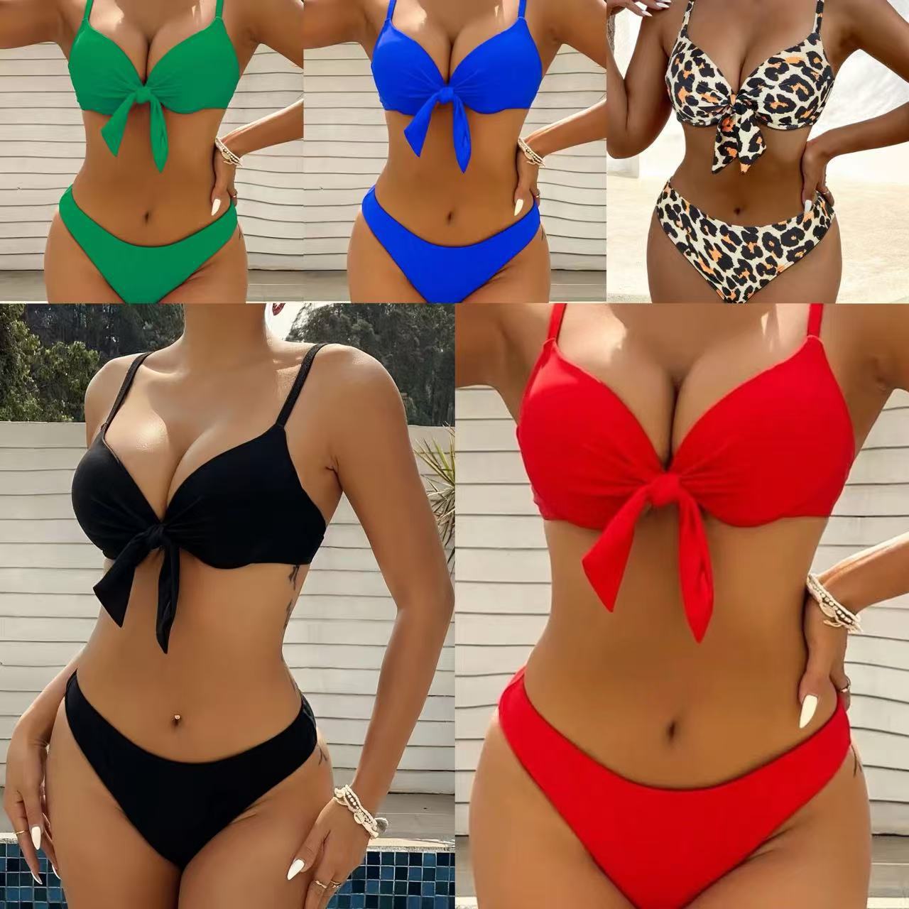 Solid-color Bikini With A Backless Design And Lace-up Details