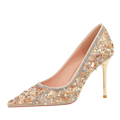 Versatile Rhinestone Wedding  Xiuhe-style Bridal Shoes