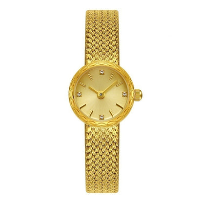 Retro Copper Mesh Womens Versatile Vintage-style Mini Gold Watch