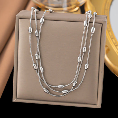 Multi-layer Necklace Titanium Steel Bracelet Double Ornaments