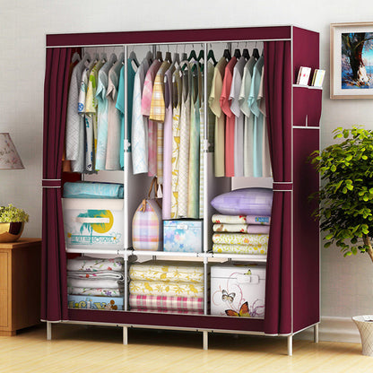 Simple Wardrobe Fabric Steel Pipe Reinforced Wardrobe
