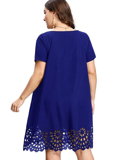 Women's Temperament Hollow Out See-through A-line Dress Beach Shirt