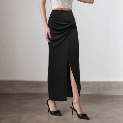 Fashionable Slim-fit Twisted Midi Skirt