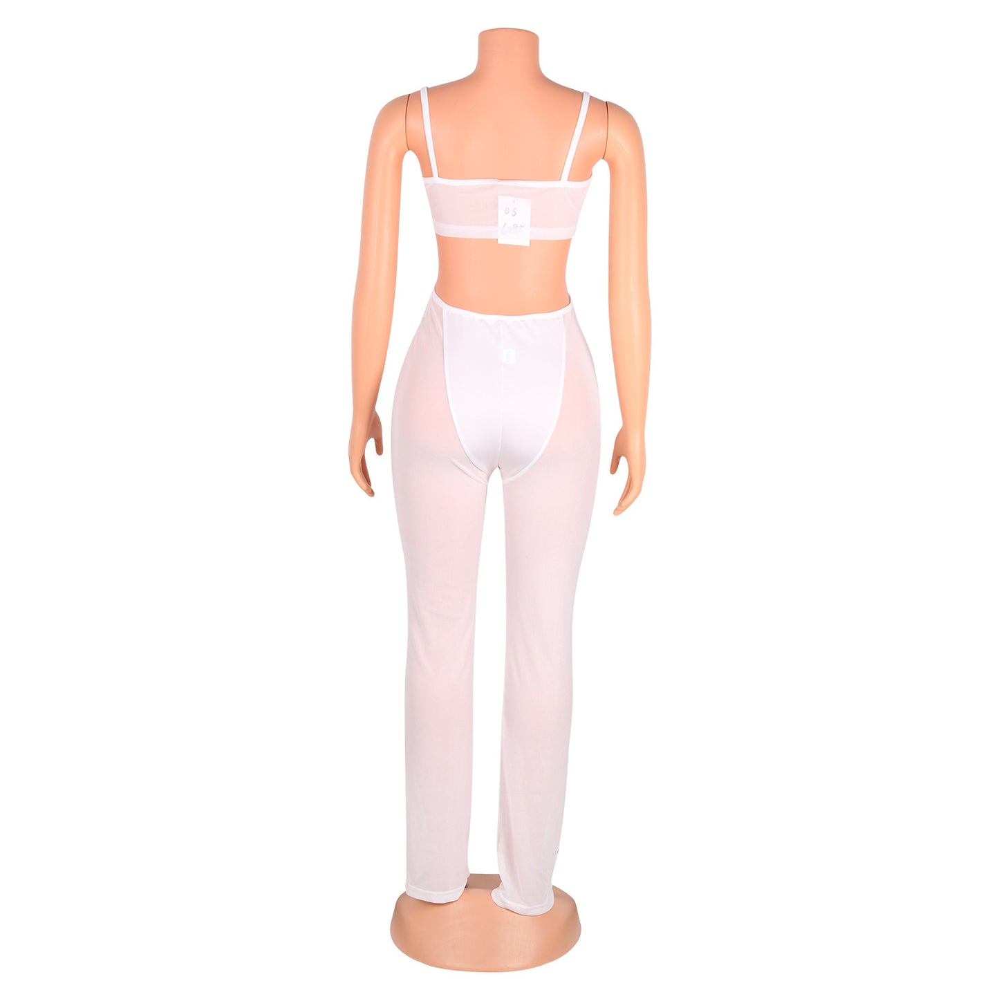 Sexy Mesh See-Through Suspenders Flared Pants