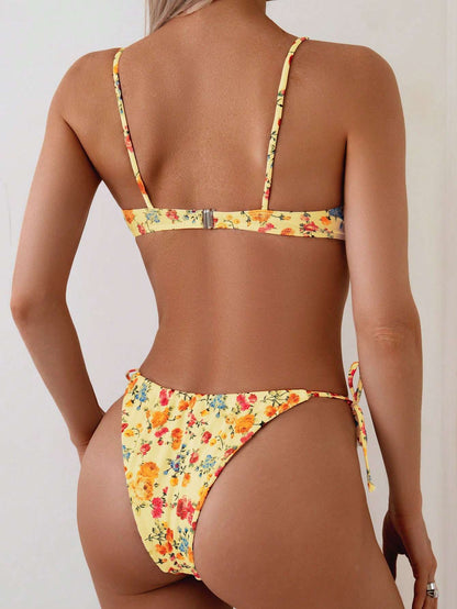 New Floral-print Two-piece Bikini Set