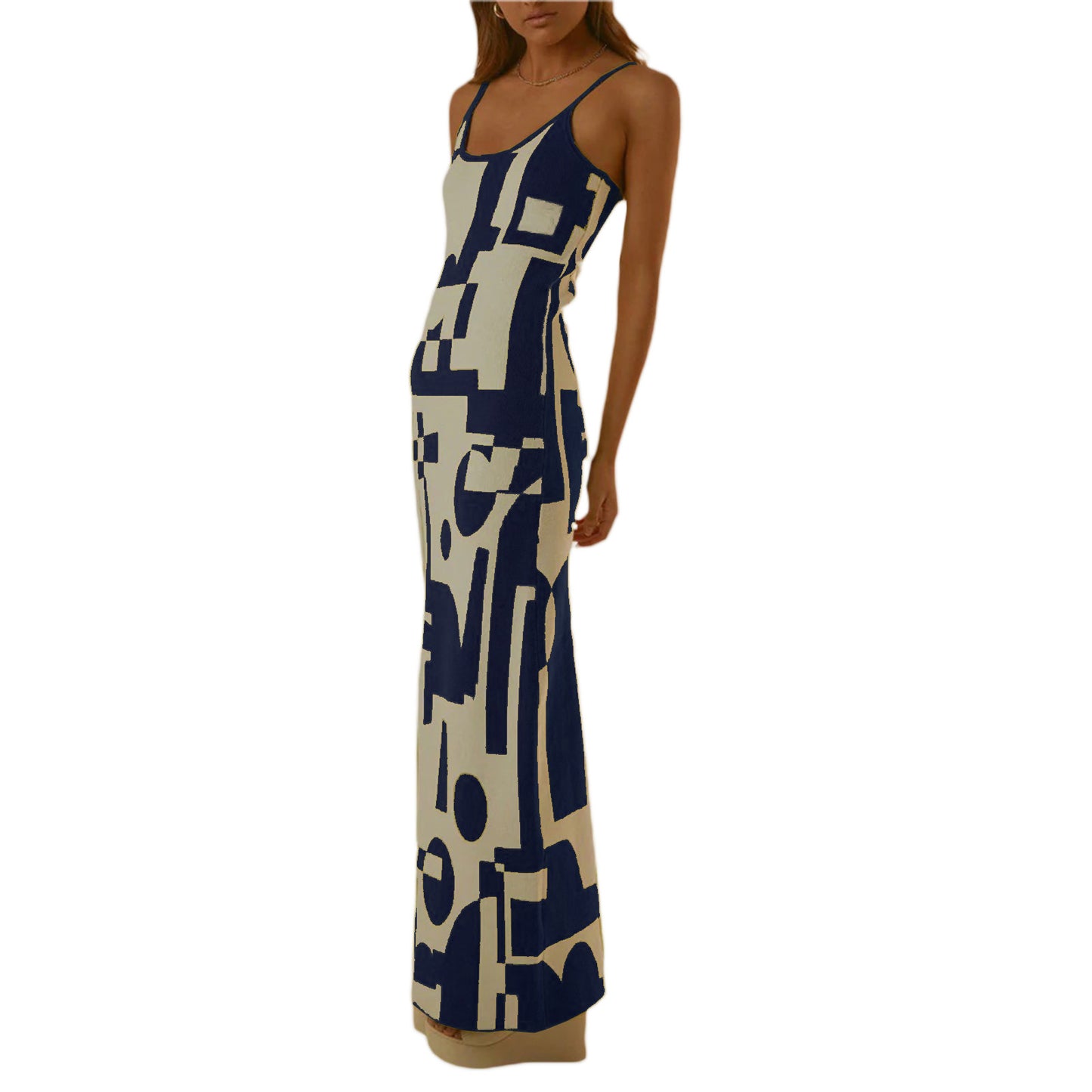 European And American Winter Fashion Sexy Style Printing Slim Fit Slimming Dress