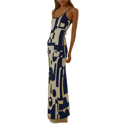 European And American Winter Fashion Sexy Style Printing Slim Fit Slimming Dress