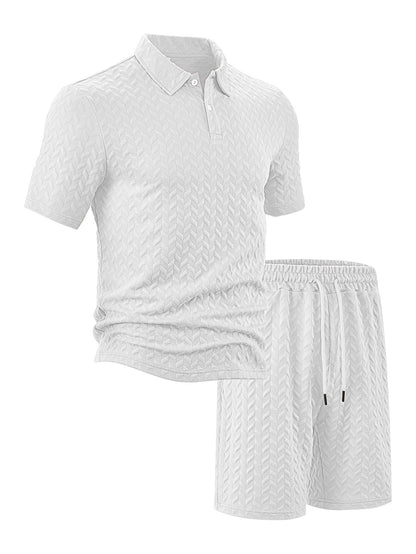 Summer Lapels Casual Short Sleeve Men's Shirt Suit