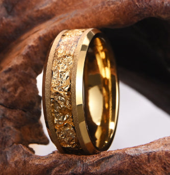 Gold Leaf Tungsten Steel Ring
