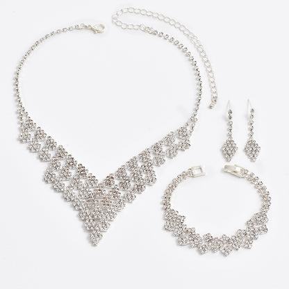 Diamond-shaped Jewelry Necklace Bracelet Earrings For Women