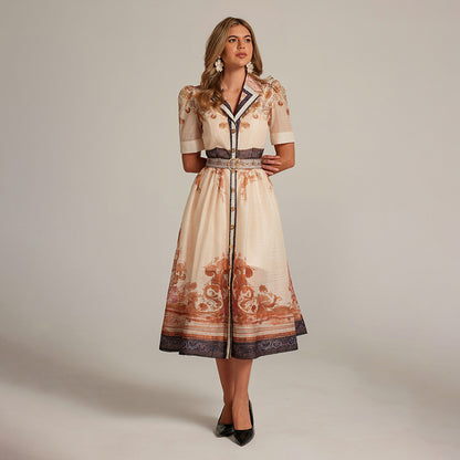 Real-shot Style French Niche Elegant Printed Dress