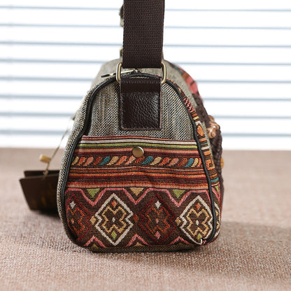 Vintage Canvas Crossbody Bag In Chinese Style