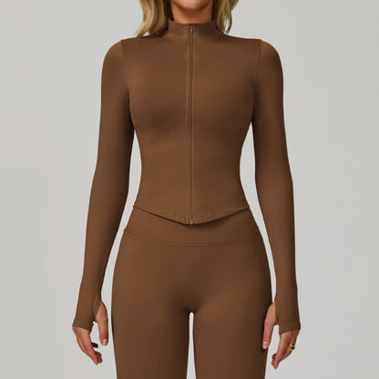 Stand Collar Long-sleeve Zipper Yoga Coat Female Quick-drying Exercise Top