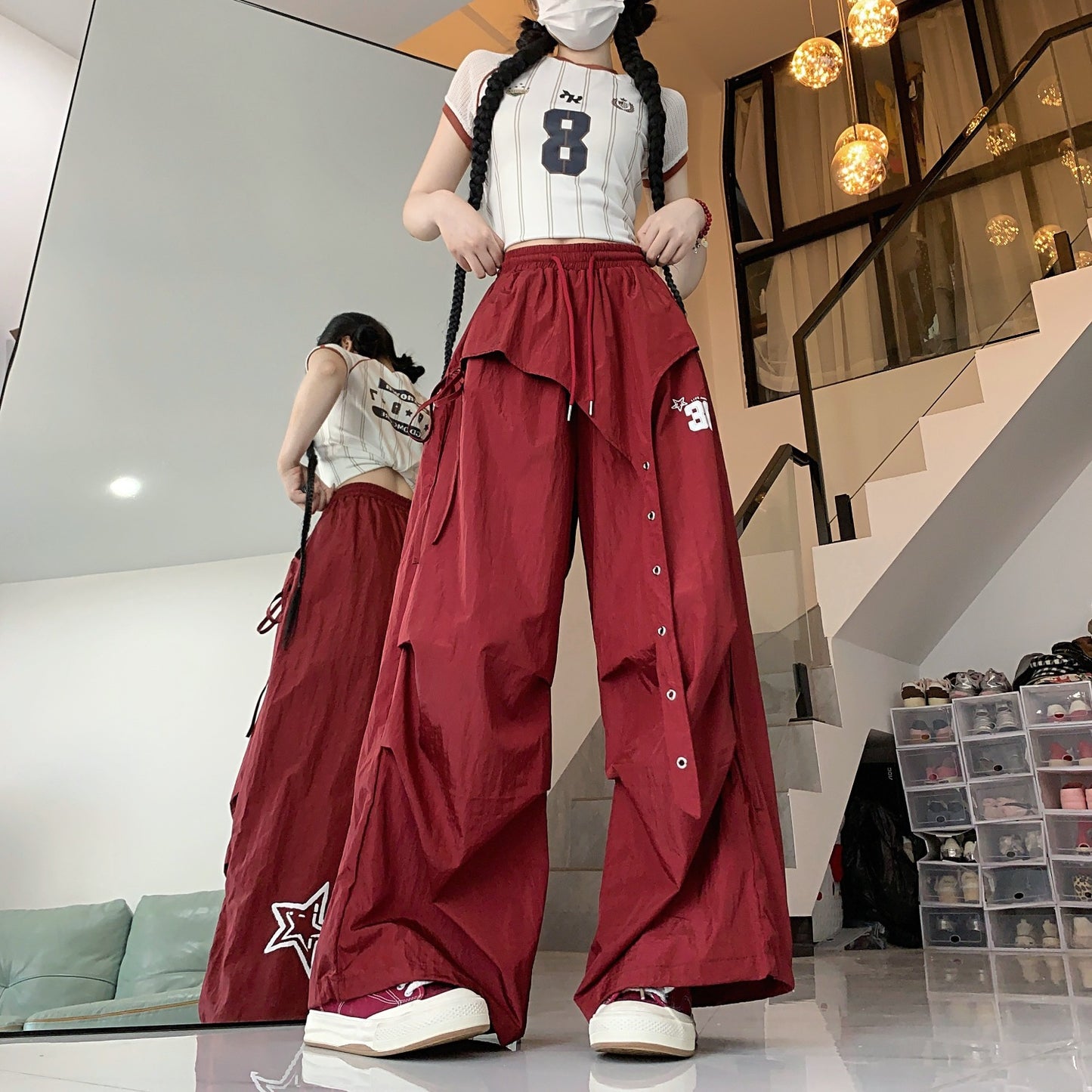 American-style Hip-hop Quick-dry Wide-leg Pants Women's Summer