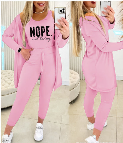 Women's Casual Printing Suit Fashion Stripes Three-piece Suit
