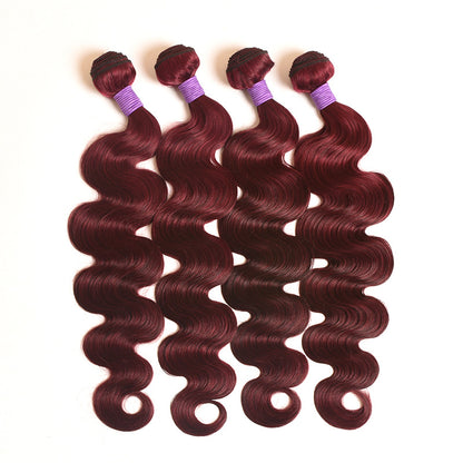 Color Real Hair Wig Gradient Wine Red
