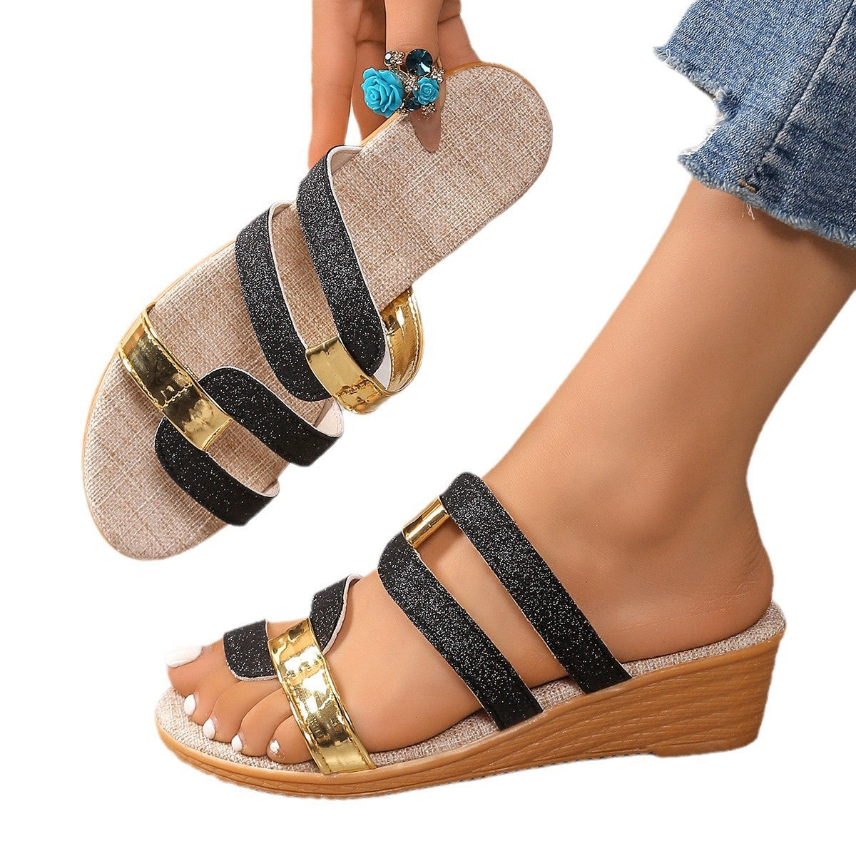Fish-mouth Patchwork Colorblock Comfortable Outdoor Beach Sandals