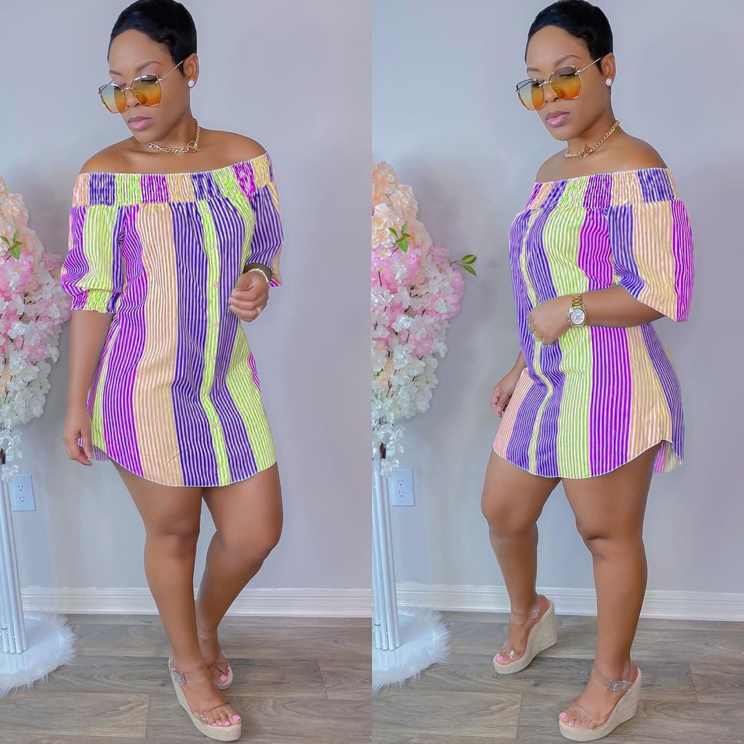 Women's Sexy Fashion Irregular Color Short Sleeve Dress