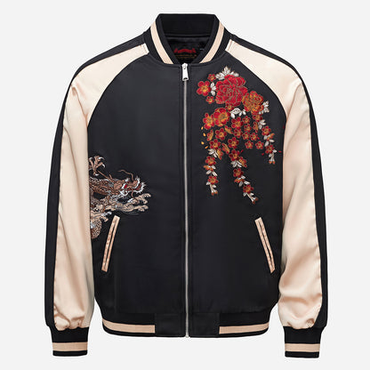 Heavy Duty Embroidered Flying Dragon Mens Jacket Baseball Uniform