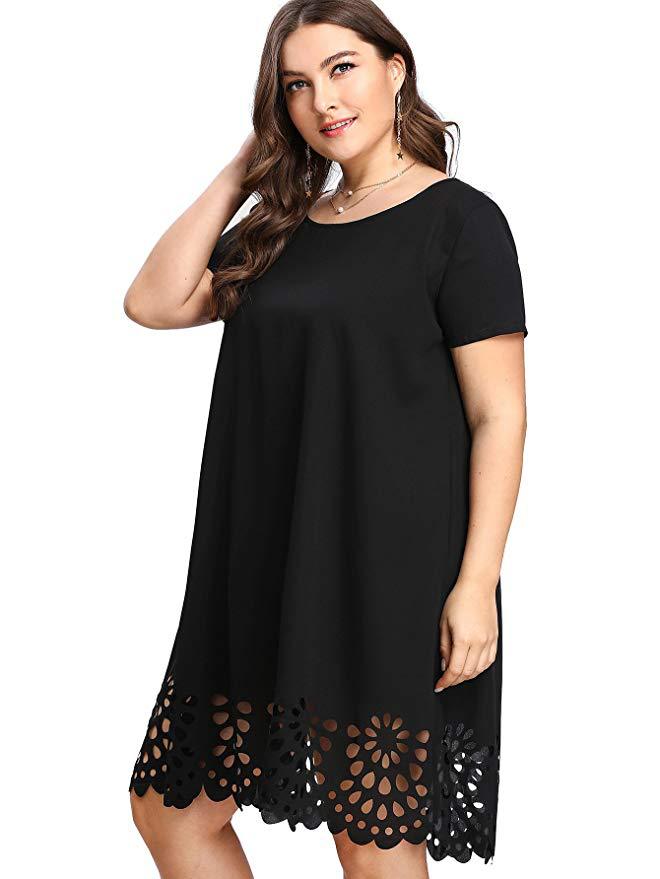 Women's Temperament Hollow Out See-through A-line Dress Beach Shirt