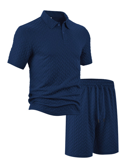 Summer Lapels Casual Short Sleeve Men's Shirt Suit