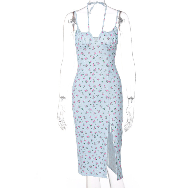 Strappy Floral Split Women's Dress