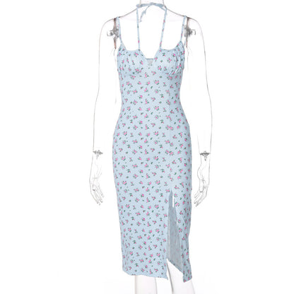 Strappy Floral Split Women's Dress